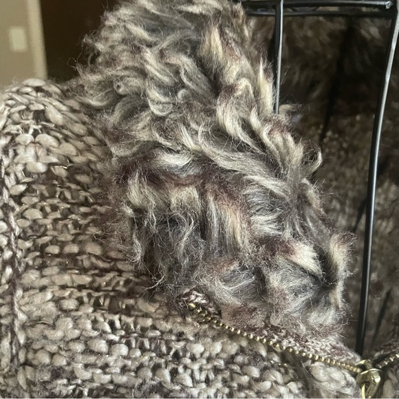 Charter Club Brown Wool Faux Fur Zip Sweater Vest Women's Size L - Picture 3 of 7